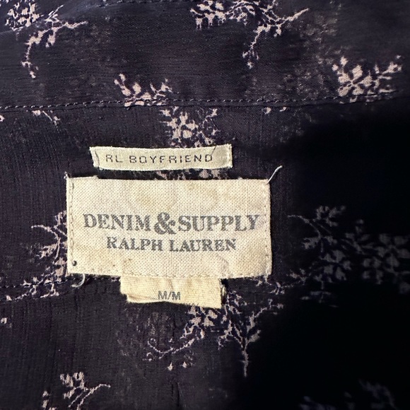Ralph Lauren denim & supply Al Boyfriend sheer navy button down - Picture 4 of 6